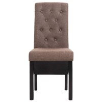 Vidaxl Dining Chairs 2 Pcs, Side Chair With Solid Wood Legs, Upholstered Fabric Accent Chair For Home Kitchen Living Room, Brown Fabric