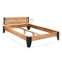 Vidaxl Bed Frame, Platform Double Bed Frame For Bedroom, Mattress Foundation With Wooden Slats Support, Solid Wood Acacia Steel 76