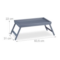 Relaxdays Bamboo Tray, Folding Legs, Raised Edge, For Breakfast In Bed And Serving Table, Hwd: 4 X 50 X 31 Cm, Grey, Gray, 22 X 63.5 X 31 Cm