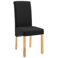 Vidaxl Dining Chairs 4 Pcs, Side Chair With Wood Frame, Upholstered Fabric Accent Chair For Home Kitchen Living Room, Black Fabric