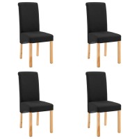 vidaXL Dining Chairs 2 Pcs, Side Chair with Wood Frame, Upholstered Fabric Accent Chair for Home Kitchen Living Room, Black Fabric