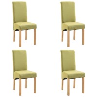 vidaXL Dining Chairs 4 Pcs, Side Chair with Wood Frame, Upholstered Fabric Accent Chair for Home Kitchen Living Room, Green Fabric