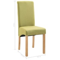 vidaXL Dining Chairs 4 Pcs, Side Chair with Wood Frame, Upholstered Fabric Accent Chair for Home Kitchen Living Room, Green Fabric