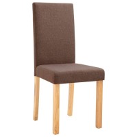 Vidaxl Dining Chairs 2 Pcs, Side Chair With Solid Wood Legs, Accent Dining Chair For Home Kitchen Living Room Bedroom, Brown Fabric