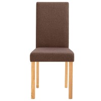 Vidaxl Dining Chairs 2 Pcs, Side Chair With Solid Wood Legs, Accent Dining Chair For Home Kitchen Living Room Bedroom, Brown Fabric