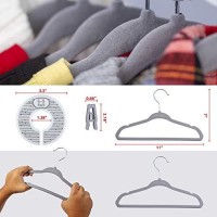 Babyrish Velvet Baby Hangers 30 Pack, Ultra Thin Nonslip Nursery Clothes Hangers With 8Pcs Cute Clothing Dividers And 10Pcs Hanger Clips For Kids Baby Boys & Girls Closet Organizer, Grey