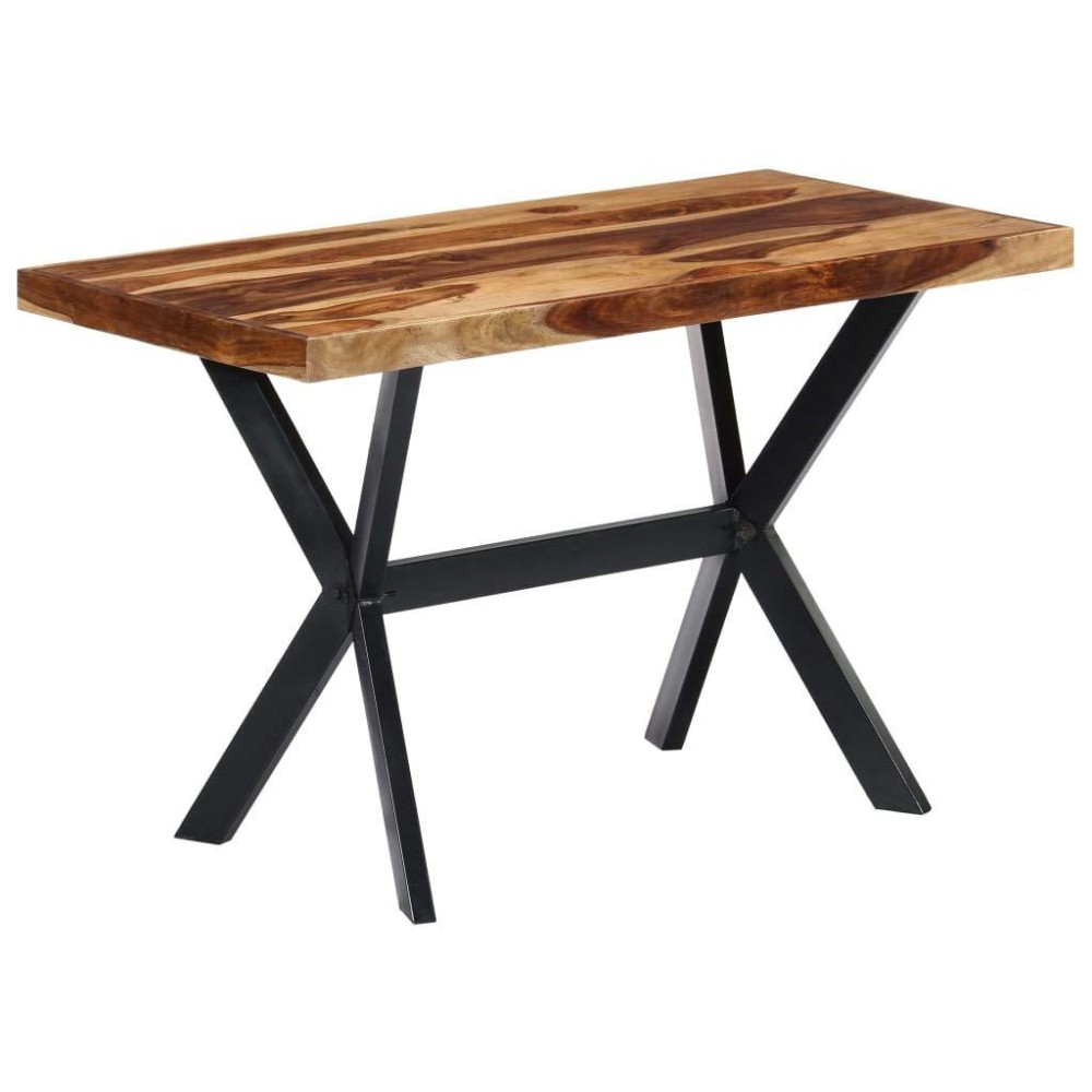vidaXL Industrial Style Dining Table Solid Mango Wood PowderCoated Steel Legs Modern Handmade Furniture with Superior Cra