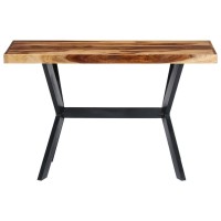 vidaXL Industrial Style Dining Table Solid Mango Wood PowderCoated Steel Legs Modern Handmade Furniture with Superior Cra