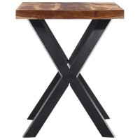 vidaXL Industrial Style Dining Table Solid Mango Wood PowderCoated Steel Legs Modern Handmade Furniture with Superior Cra