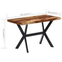 vidaXL Industrial Style Dining Table Solid Mango Wood PowderCoated Steel Legs Modern Handmade Furniture with Superior Cra