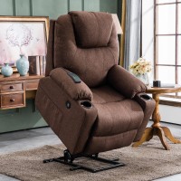 Mcombo Medium Power Lift Recliner Chair Sofa With Massage And Heat For Elderly 3 Positions And Usb Ports 2 Side Pockets Fabri