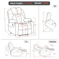 Mcombo Medium Power Lift Recliner Chair Sofa With Massage And Heat For Elderly 3 Positions And Usb Ports 2 Side Pockets Fabri