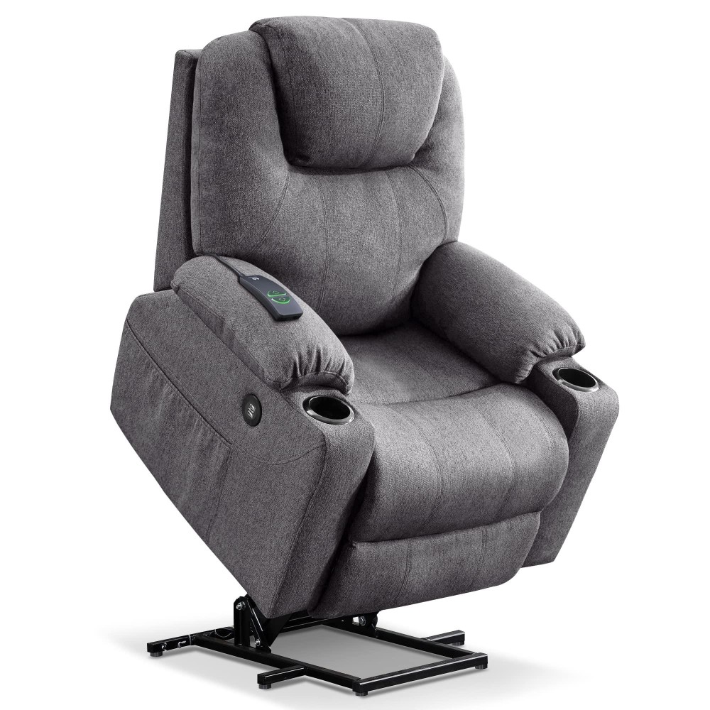 Mcombo Medium Power Lift Recliner Chair Sofa With Massage And Heat For Elderly 3 Positions Cup Holders And Usb Ports 2 Side