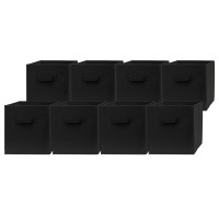 Pomatree Fabric Storage Cubes - 8 Pack - Cube Storage Organizer Bins Handles On Both Sides Foldable Cube Storage Bin For Home, Kids Room, Nursery And Playroom Closet And Toys (Black - 8 Pack)