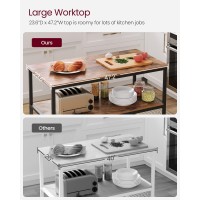 Vasagle Kitchen Island With 3 Shelves, 47.2 Inches Kitchen Shelf With Large Worktop, Stable Steel Structure, Industrial, Easy To Assemble, Rustic Brown And Black Ukki01Bx