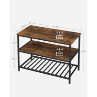 Vasagle Kitchen Island With 3 Shelves, 47.2 Inches Kitchen Shelf With Large Worktop, Stable Steel Structure, Industrial, Easy To Assemble, Rustic Brown And Black Ukki01Bx