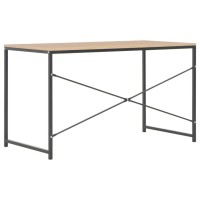 Vidaxl Modern Industrial Style Computer Desk - Large Workspace, Sturdy Powder-Coated Metal Frame With Engineered Wood Top, Perfect For Home Or Office Usage, Black And Oak Finish