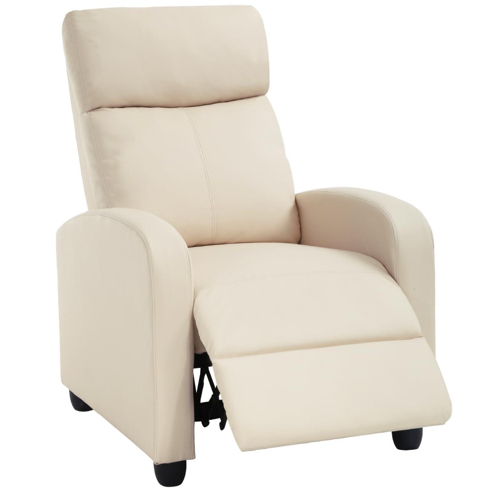 Fdw Recliner Chair For Living Room Home Theater Seating Single Reclining Sofa Lounge With Padded Seat Backrest Beige