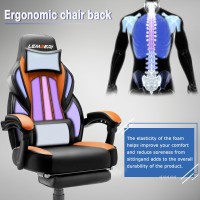 Lemberi Gaming Chairs With Footrest Ergonomic Video Game Chairs For Adults Big And Tall Gaming Chair 400Lb Weight Capacity Raci