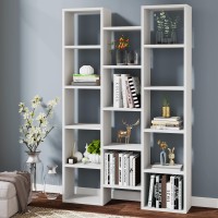 Tribesigns Modern Bookcase, 5-Shelf Storage Organizer Bookshelf With 14-Cube Display Book Shelf For Home Office, Living Room And Bedroom (White)