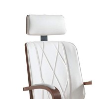 Benjara Faux Leather Office Chair Adjustable Height Swivel, White And Brown