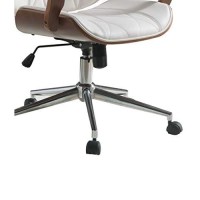 Benjara Faux Leather Office Chair Adjustable Height Swivel, White And Brown