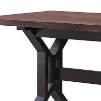 Benjara Two Toned Rectangular Wooden Dining Table With X Shaped Trestle Base, Black And Brown