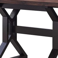 Benjara Two Toned Rectangular Wooden Dining Table With X Shaped Trestle Base, Black And Brown