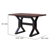 Benjara Two Toned Rectangular Wooden Dining Table With X Shaped Trestle Base, Black And Brown