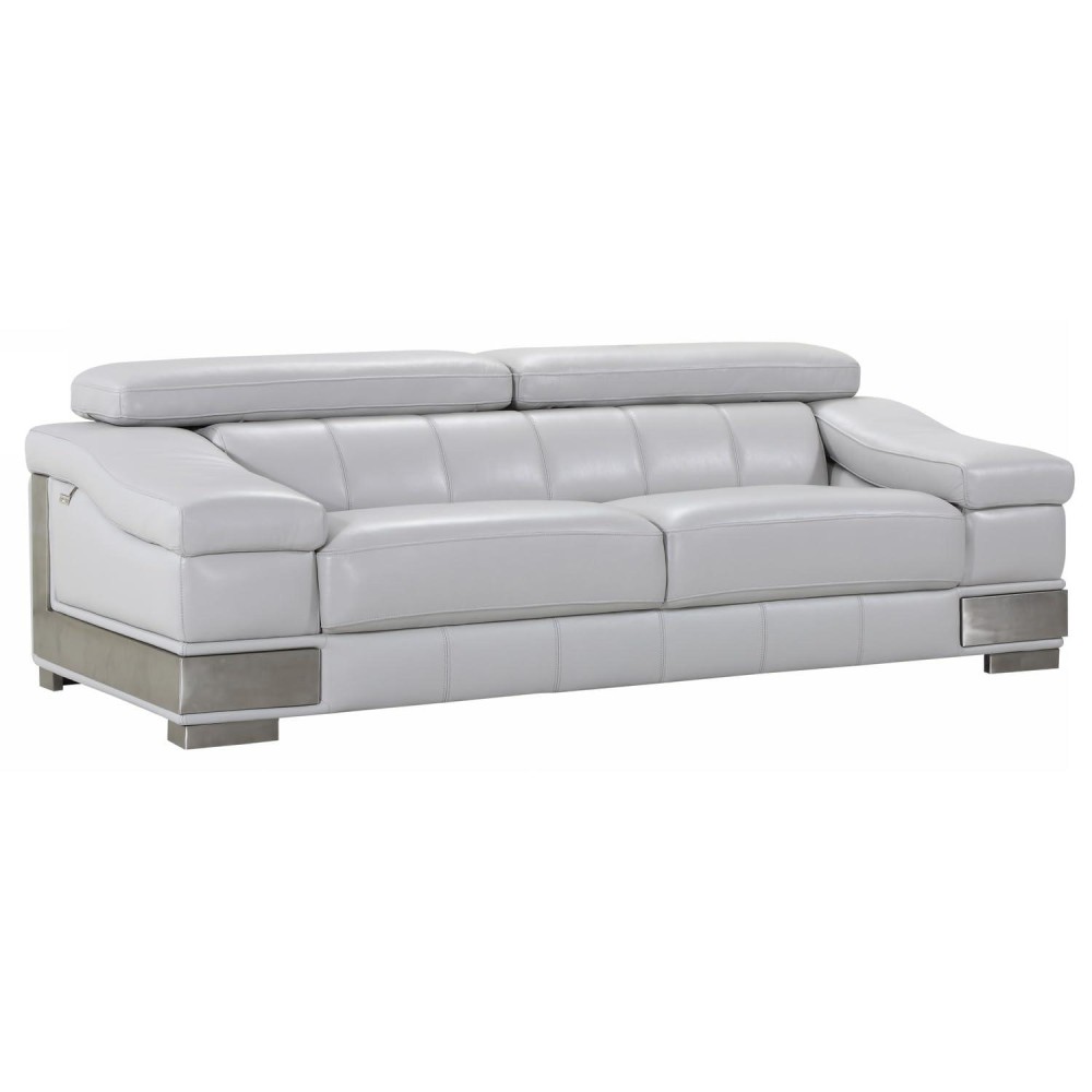 Homeroots Light Gray 92 Lovely Light Grey Leather Sofa