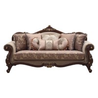HomeRoots Upholstery, Wood LegTrim 38 X 88 X 45 Fabric Walnut Upholstery Wood LegTrim Sofa w8 Pillows