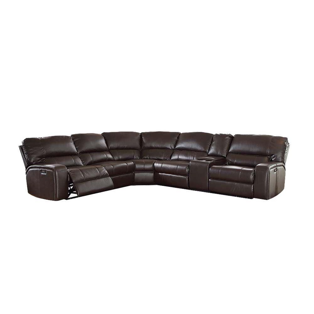 HomeRoots Decor 138-inch X 127-inch X 41-inch Black Leather-Aire Upholstery Metal Reclining Mechanism Sectional Sofa (Power MotionUSB Dock)