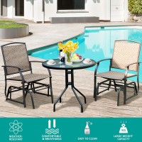 Giantex Outdoor Glider Chair W/Sturdy Metal Frame & Breathable Mesh Fabric, Porch Lounge Swing Rocking Chairs Set Of 2 For Lawn, Garden, Porch, Backyard, Poolside, Patio Gliders For Outside