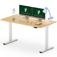 Flexispot En1 Electric Height Adjustable Desk 55 X 28 Inches Whole-Piece, Ergonomic Memory Controller Standing Desk/Workstation (White Frame + 55