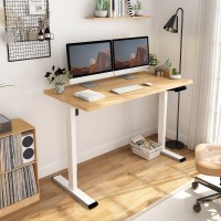 Flexispot En1 Electric Height Adjustable Desk 55 X 28 Inches Whole-Piece, Ergonomic Memory Controller Standing Desk/Workstation (White Frame + 55