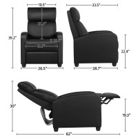 Yaheetech Recliner Chair Pu Leather Recliner Sofa Home Theater Seating With Lumbar Support Overstuffed High-Density Sponge Push Back Recliners Armchair For Living Room