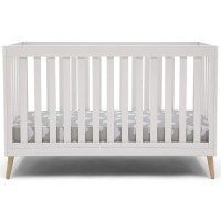 Delta Children Essex 4-In-1 Convertible Baby Crib, Bianca White With Natural Legs