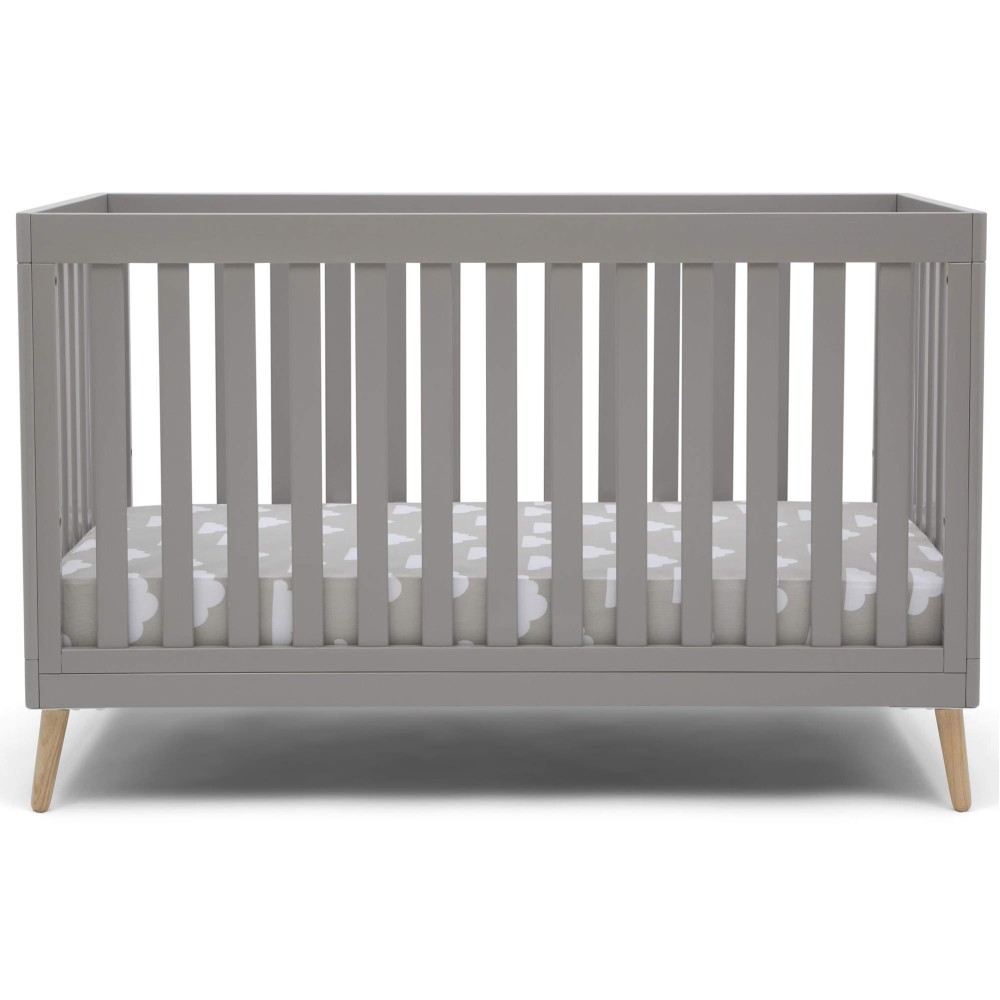 Delta Children Essex 4-In-1 Convertible Baby Crib, Grey With Natural Legs