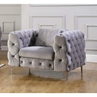 Best Master Furniture Felicity Contemporary Tufted Velvet Living Room Chair, Grey