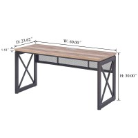 Bon Augure Industrial Home Office Desks, Rustic Wood Computer Desk, Farmhouse Sturdy Metal Writing Desk (60 Inch, Vintage Oak)