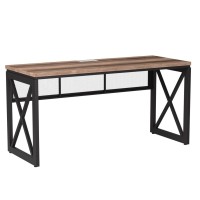 Bon Augure Industrial Home Office Desks, Rustic Wood Computer Desk, Farmhouse Sturdy Metal Writing Desk (60 Inch, Vintage Oak)