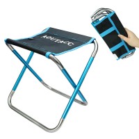 Aoutacc Folding Stool With Carry Bag, Aluminum Alloy Bracket Lightweight Portable Camping Stool For Outdoor Fishing Hiking Backpacking Travelling Bbq (Blue, Large-11.8