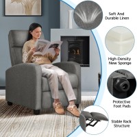 Yaheetech Fabric Recliner Chair Sofa Ergonomic Adjustable Single Sofa With Thicker Seat Cushion Modern Home Theater Seating For