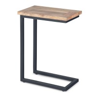 Skyler Solid Mango Wood And Metal 18 Inch Wide Rectangle Industrial C Side Table In Natural Fully Assembled