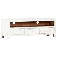 vidaXL TV Cabinet White 472x118x157 Solid Acacia Wood 247746