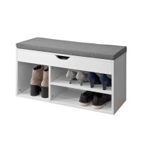 Haotian Fsr45-Hg, Grey Shoe Storage Cabinet, Shoe Rack Shoe Bench With Lift Up Bench Top And Grey Padded Cushion(11.8
