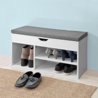 Haotian Fsr45-Hg, Grey Shoe Storage Cabinet, Shoe Rack Shoe Bench With Lift Up Bench Top And Grey Padded Cushion(11.8