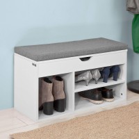 Haotian Fsr45-Hg, Grey Shoe Storage Cabinet, Shoe Rack Shoe Bench With Lift Up Bench Top And Grey Padded Cushion(11.8