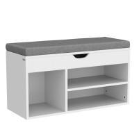 Haotian Fsr45-Hg, Grey Shoe Storage Cabinet, Shoe Rack Shoe Bench With Lift Up Bench Top And Grey Padded Cushion(11.8