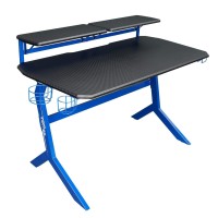 Techni Sport Blue Stryker Gaming Desk With Mdf Panel, Computer Desk With Scratch Rust Resistance Steel Frame, Blue